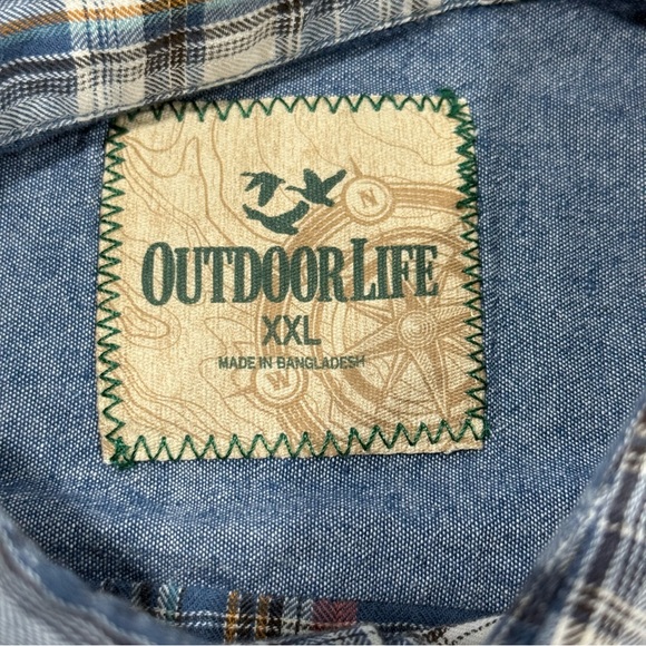 Western Plaid Cowboy Short Sleeve Button Front Workwear Shirt XXL Outdoor Life - Picture 10 of 12